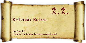 Krizsán Kolos névjegykártya